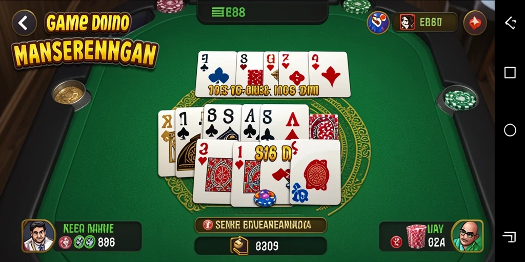 Tampilan gameplay E88 dengan suasana Domino yang menegangkan.