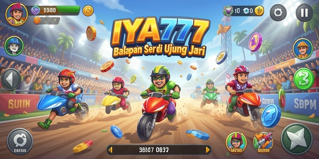Tampilan gameplay balapan yang seru dan mendebarkan di IYA777.