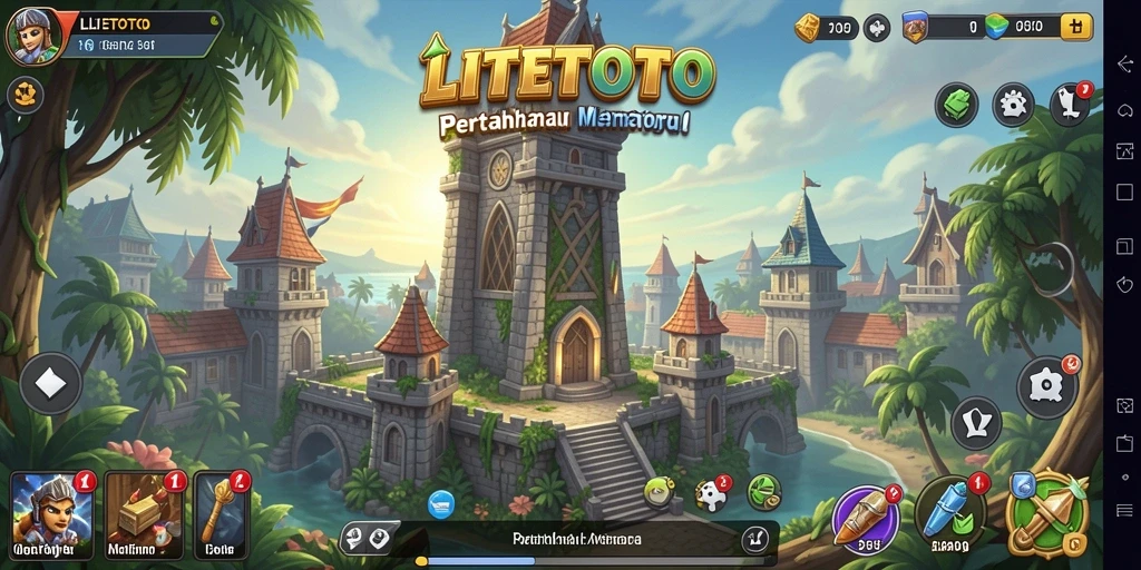 Screenshot gameplay LITETOTO menampilkan strategi menara yang menegangkan.
