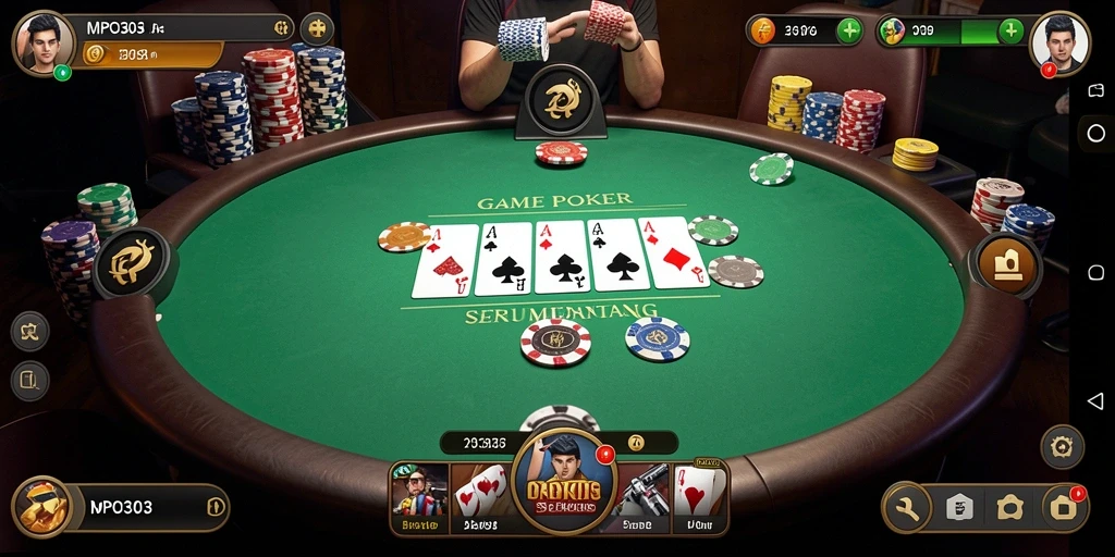 Tampilan gameplay MPO303 yang menarik dengan suasana permainan Poker.