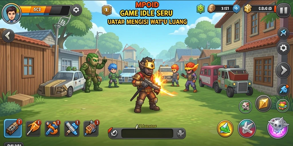 Tampilan gameplay MPOID dengan karakter dan item menarik.