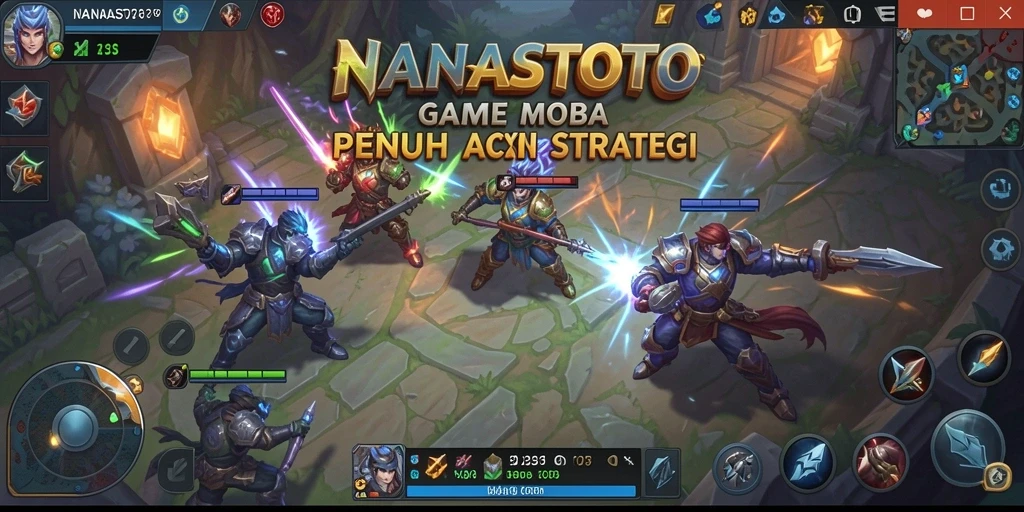 Tampilan gameplay NANASTOTO dengan pertarungan tim yang epik.
